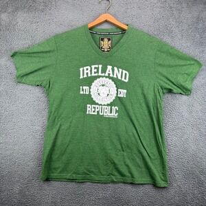 Irish Connexxion Ireland Republic‎ Graphic V-Neck T-Shirt Green Mens XXL